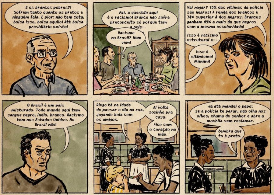 O ilustrador Leandro Assis e a escritora Triscila Oliveira retratam os privilégios da elite brasileira e sua aversão aos mais pobres por meio de histórias em quadrinhos